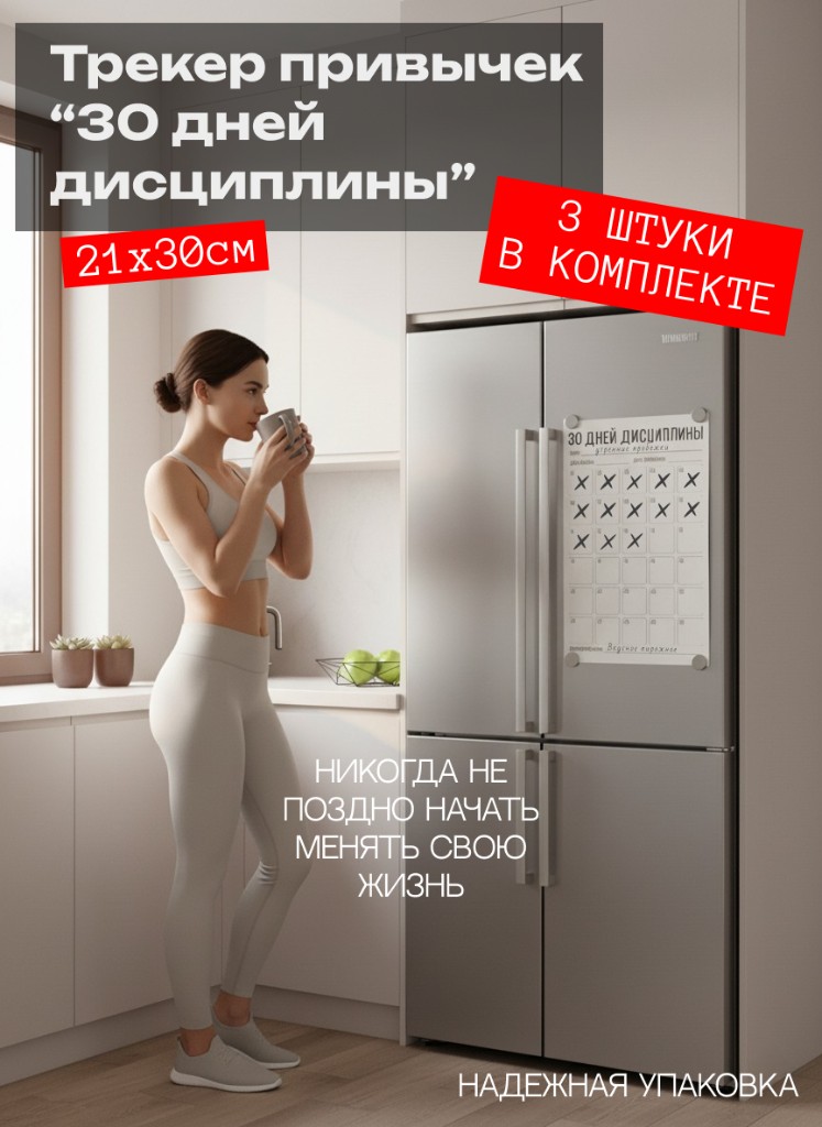Изображение товара: Трекер привычек на 30 дней — 3 плаката 21×30 см, планер дисциплины и целей