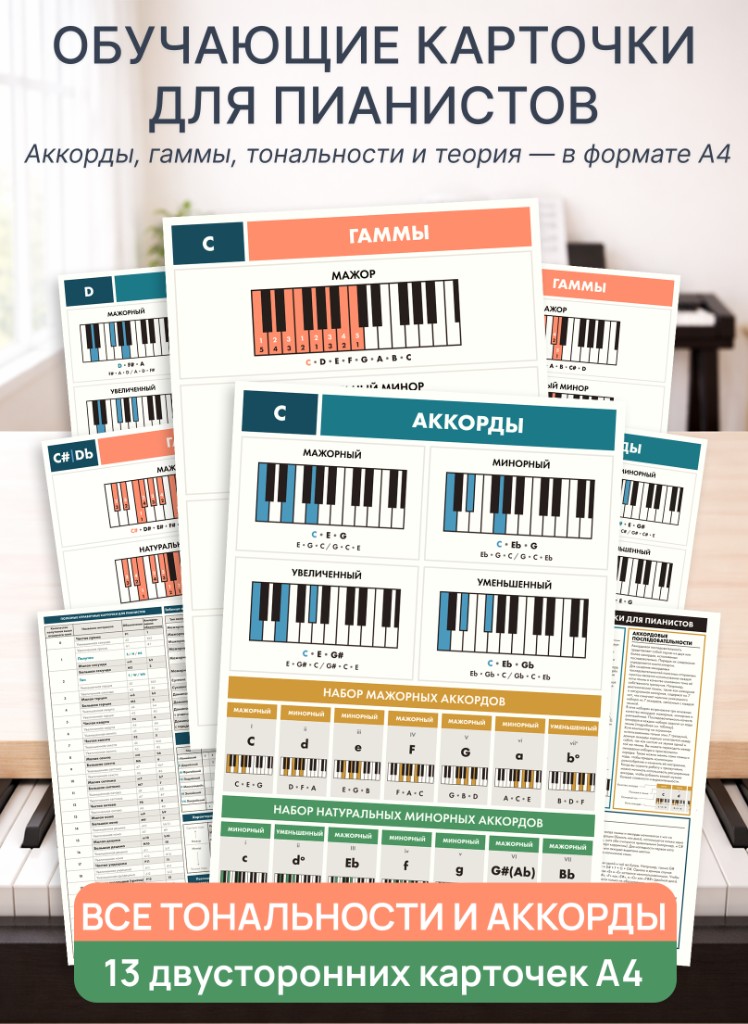 Карточки для фортепиано A4